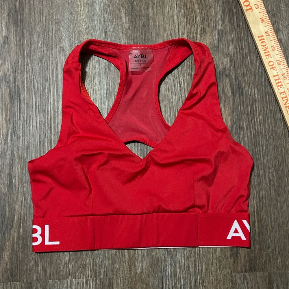 AYBL Red Racerback Sports Bralette with Logo Band